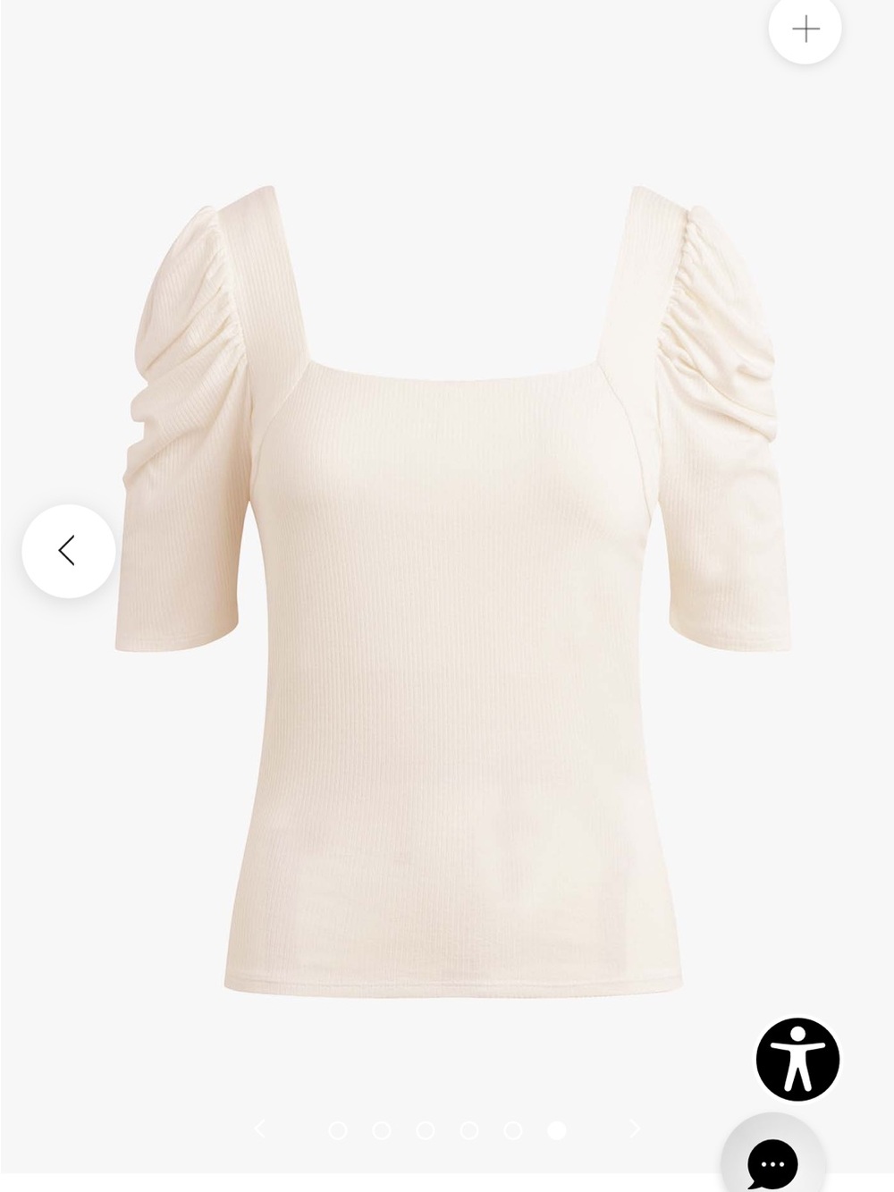 Joe's Jeans Cream Square-Neck Puff Sleeve Tee size XS